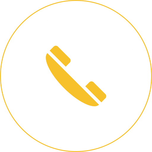Yellow phone icon inside a white circle bordered by a yellow ring.