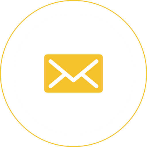 Yellow envelope icon inside a white circle with a thin orange border.