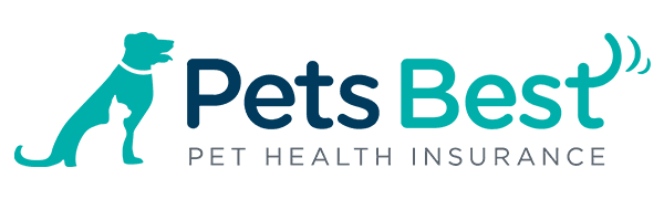 Silhouette of a dog next to the text "Pets Best Pet Health Insurance" with a stylized paw print.